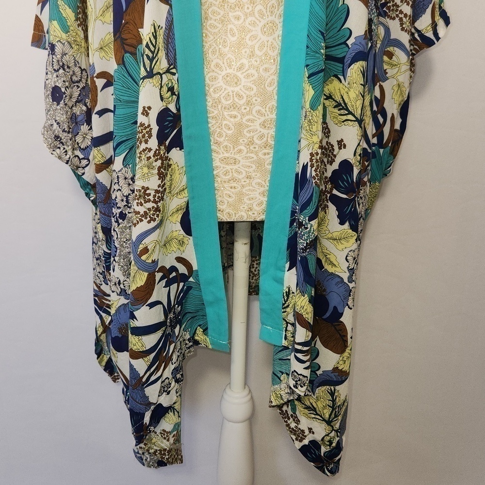 Do Everything In Love Women's Tropical Print Open Front Kimono Cardigan Beach - Picture 4 of 13